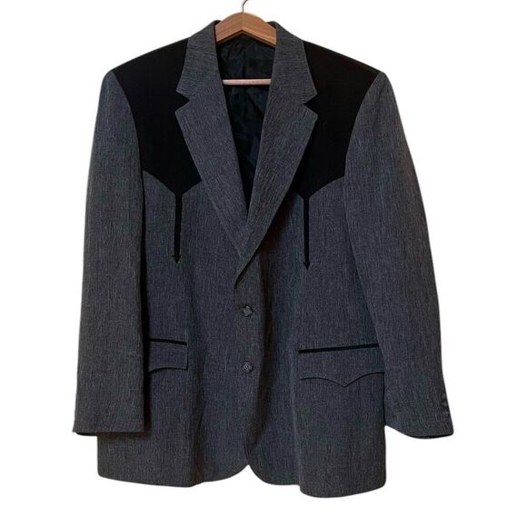 Circle S Mens Western Cowboy Blazer Gray & Black Sz 46R - Picture 1 of 5